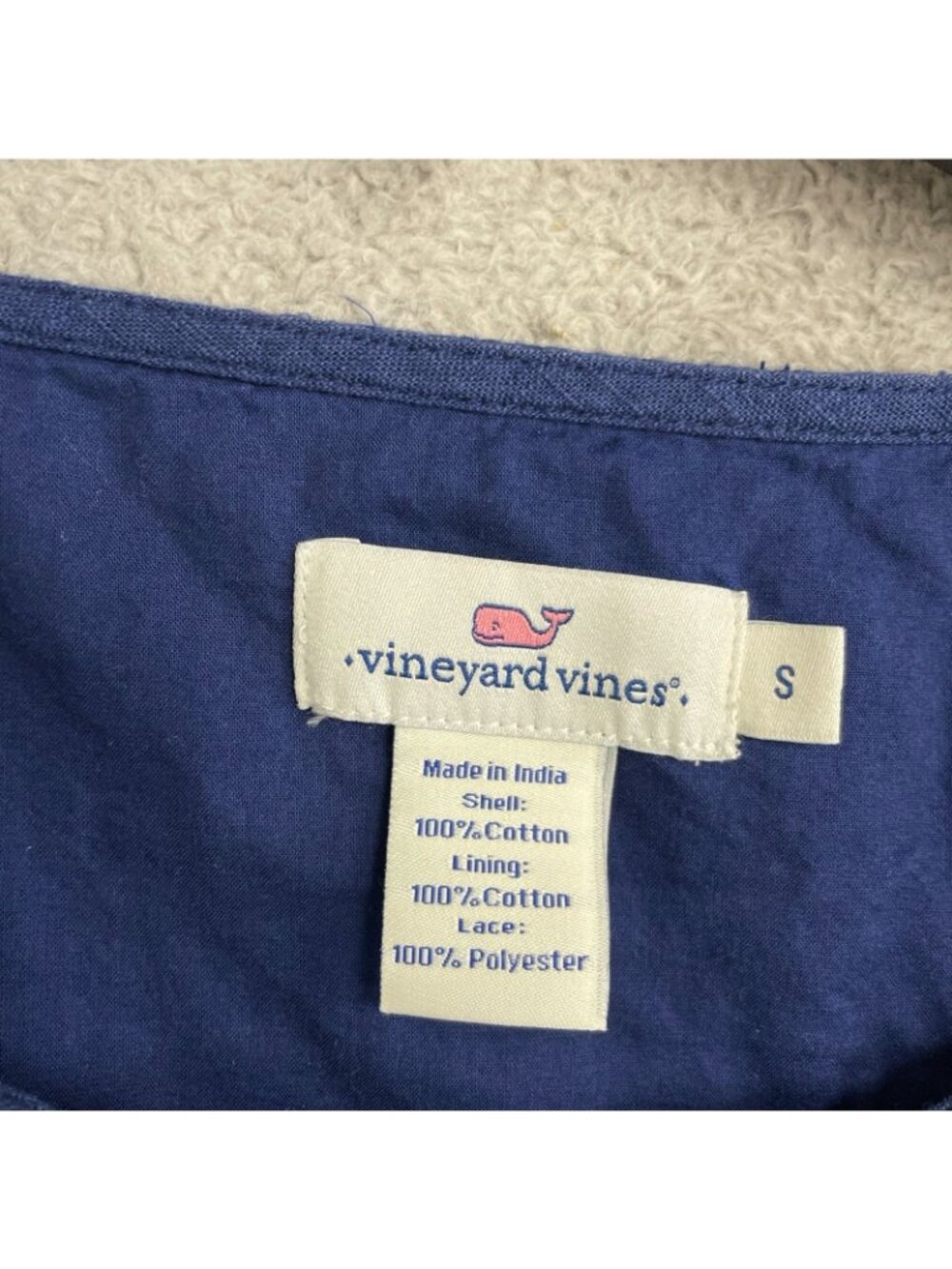Vineyard Vines Women's S Blue Crochet Lace Cotton Shift Dress Short Sleeve P0295 - Picture 5 of 9
